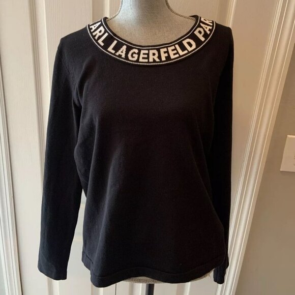 KARL LAGERFELD PULLOVER KNITTED SWEATER SZ S OVERSIZED CHIC EMO GOTHIC BLACK - Picture 6 of 7
